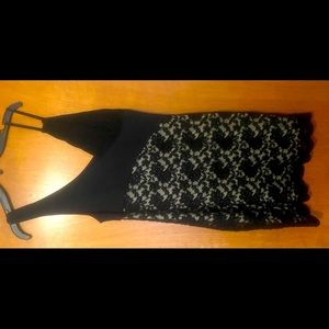 Free People Black Lace-Contrast Bodycon Dress M